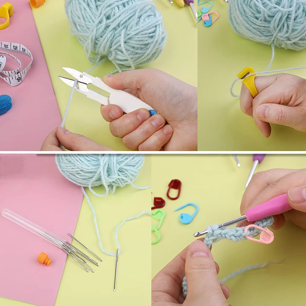 4.5mm Crochet Hooks, Ergonomic Handle Crochet Hooks for Arthritic Hands,  Extra Long Knitting Needles with Stitch Markers DIY Hand Knitting Craft  Tools