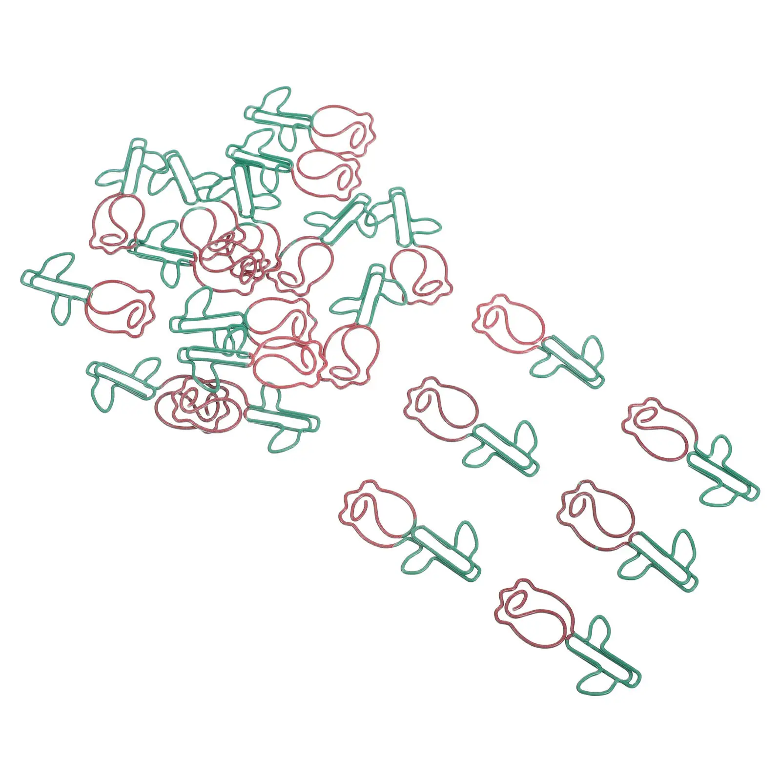 20Pcs 우아한 로즈 디자인 금속 종이 클립 책용 북마크 클립 연구 노트 문서 플래너 장식 학교 사무실