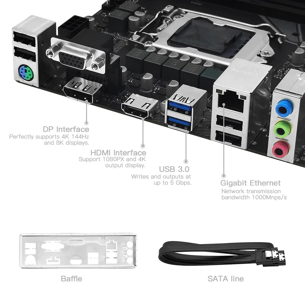 Motherboard Lga 1200 Suporta Intel Core i3 i5 i7 i9 10 ° 11 ° Processador Cpu Ram Ddr4 Memória Desktop Vga Hdmi M-atx Machinis-h511 - Imagem 2