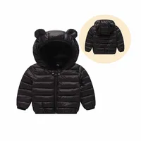Boys Light Down Coat Girls Baby Warm Solid Color Hooded Jacket Autumn Winter New Children's Casual Fashion Outerwear 12M-5 Years 1