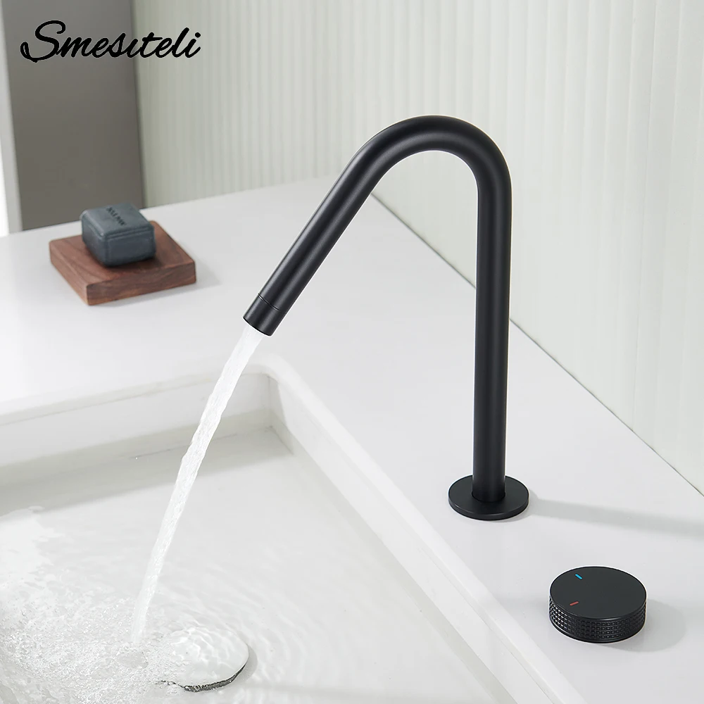 Rubinetto per bagno moderno nero opaco, rubinetto per lavabo dal design