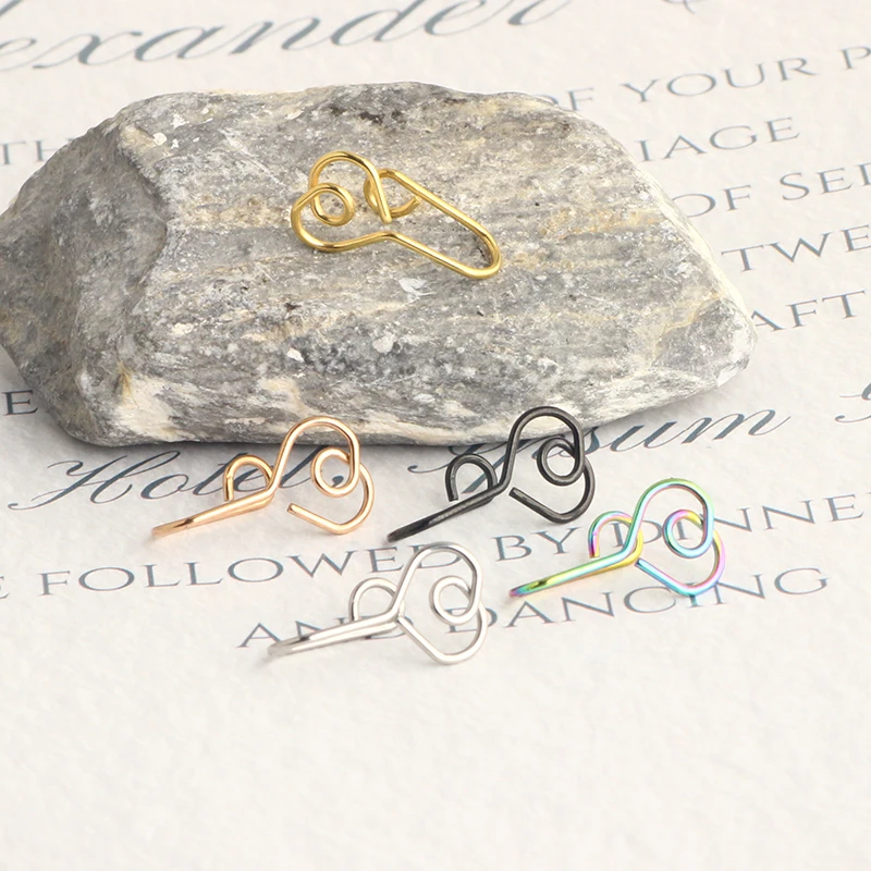 Fake Nose Ring Hoop Septum Rings Stainless Steel Nose Piercing Fake Piercing Oreja Pircing Jewelry 4 Color mix