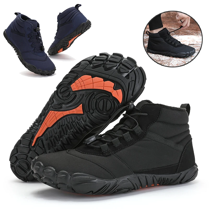 

Winter Barefoot Snow Boots For Men Women Keep Warm Cotton Shoes Outdoor Hiking Shoes High Ankle Boots Big Size 47 Man Sneakers