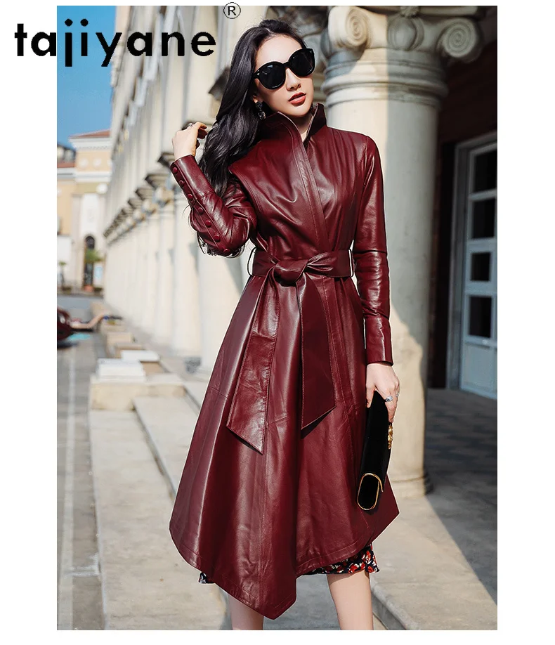 Tajiyane Genuine Leather Jacket Women Slim Fit Autumn Natural Sheepskin Coats Mid-length Trench Coat for Woman Clothes 2024 Belt