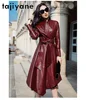 Tajiyane Genuine Leather Jacket Women Slim Fit Autumn Natural Sheepskin Coats Mid-length Trench Coat for Woman Clothes 2024 Belt