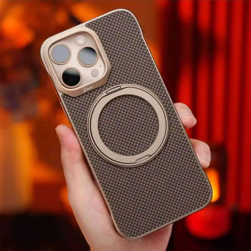 الفاخرة ألياف الكربون الملمس Magsafe حامل جراب هات...