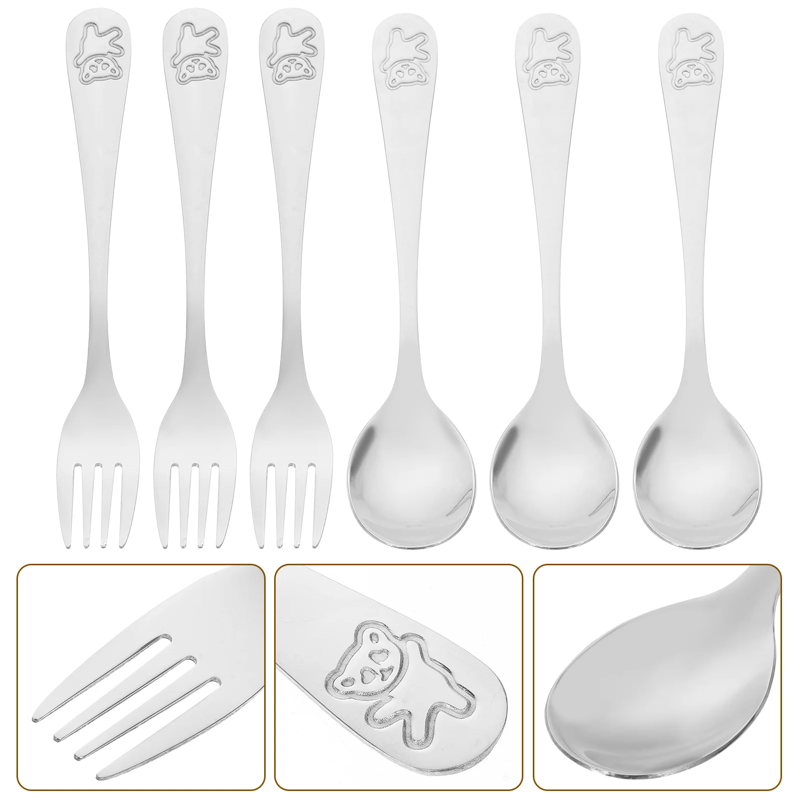 

3 Sets Kids Utensils Children Spoon Toddler Fork Child Spoon Fork Metal Spoon Fork for Home