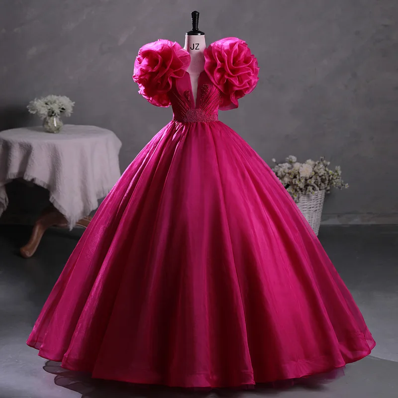 

GUXQD High End Ball Gown Women Evening Dresses Beads Elegant Prom Birthday Party Gowns Formal Vestido De Noche robes de soirée