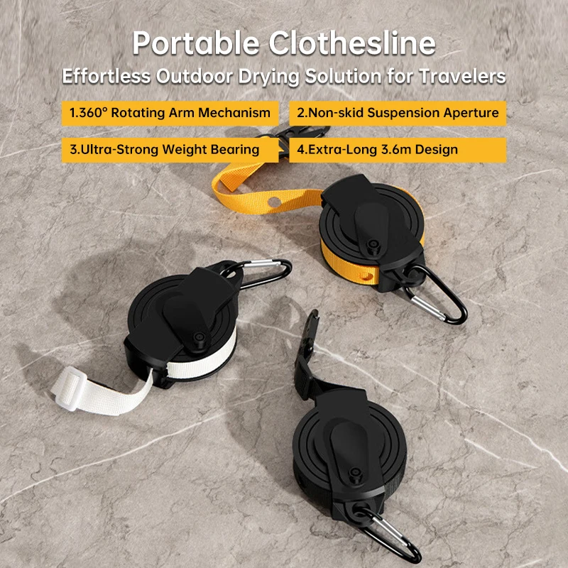 Multi-function Drying Rack Outdoor Camping Self-driving Portable Folding Anti-slip Hanging Clothes Drying Rack 3.6m Retractable