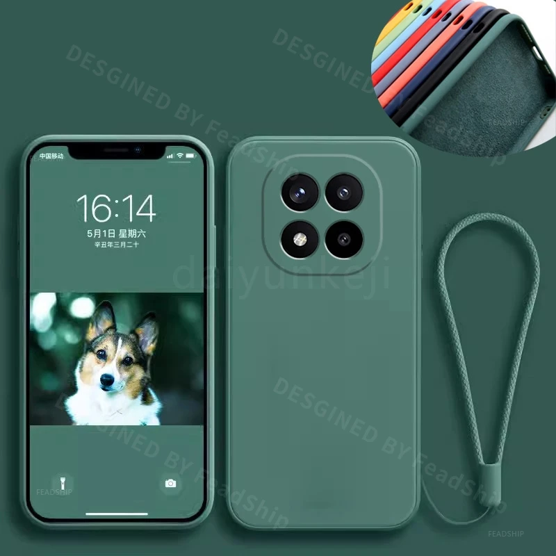 Premium Silicone Luxury Phone Case with Screen Protector Film, Soft Cover