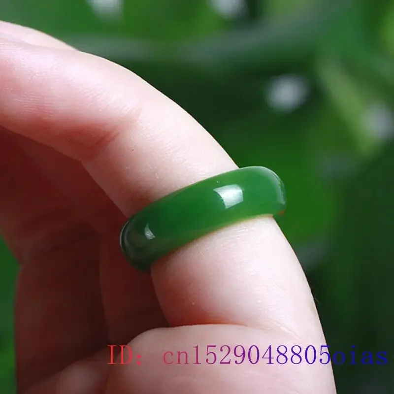 Natural Green Hetian Jade Ring Chinese Jasper Amulet Fashion Charm Jewelry Hand Carved Crafts Gifts Women Men natural stone ring jade ring