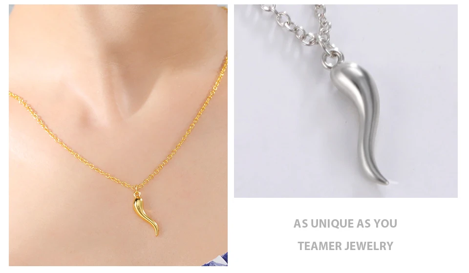 Teamer Lucky Italian Horn Necklace