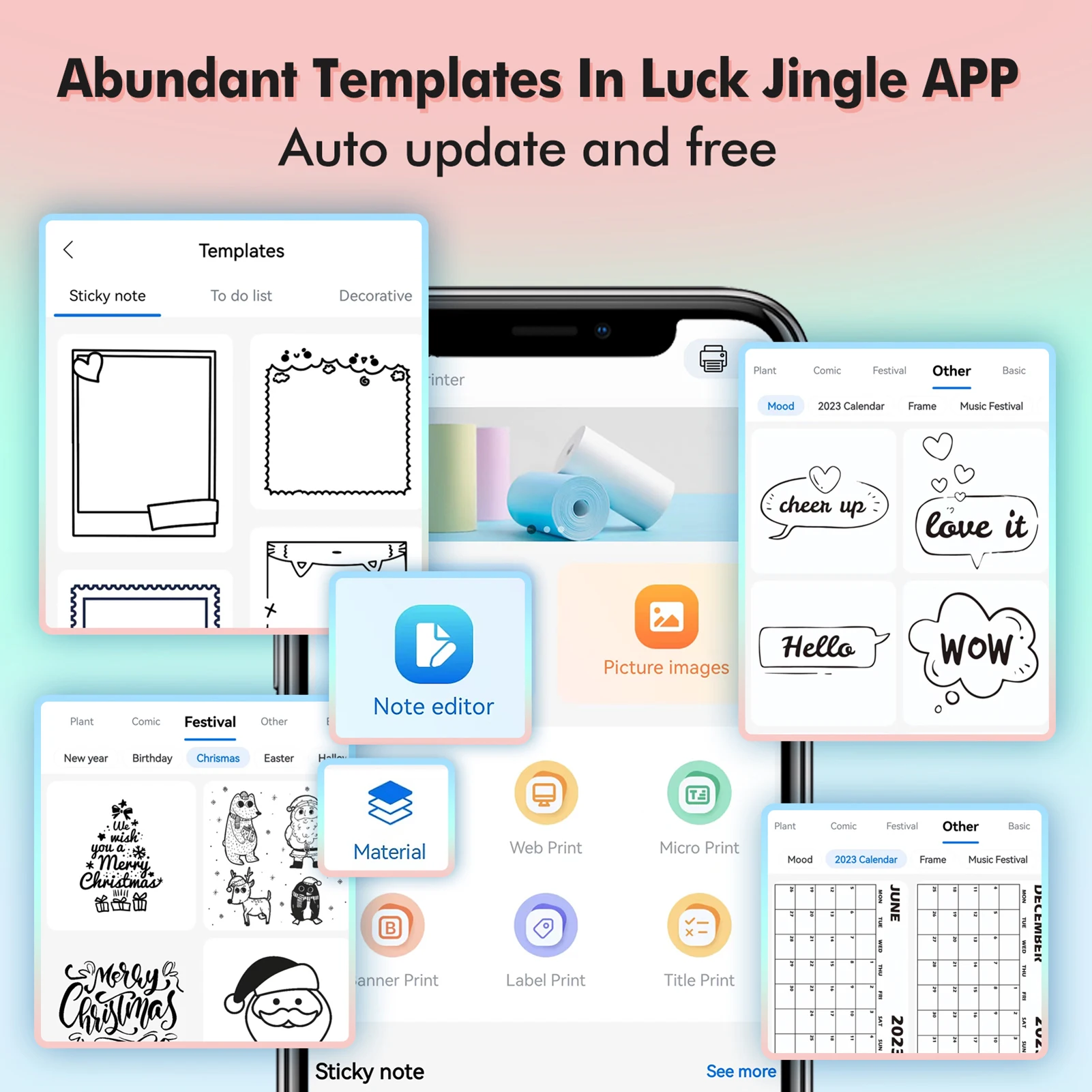 Mini Pocket Printer Portable Thermal Instant Photo Printing Label Maker Machine BT Wireless Connect Compatible with Android /iOS