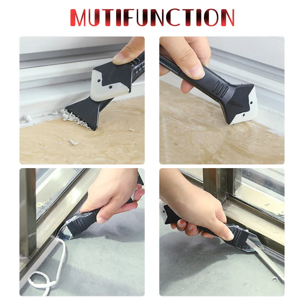 5in1 Silicone Scraper Scraper Tool Set Kit Tool Cleaning Scraper Cleaner Glue Caulk Remover Knife Angle Beauty Sewing Spatula Glue Floor Mould Removal Tool