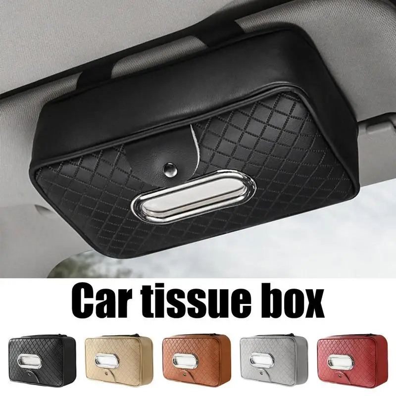 1Pcs Car Tissue Box Auto Sun Visor Tissue Box Holder Auto Interior Storage Decoration Dashboard Center Console Napkin Holder