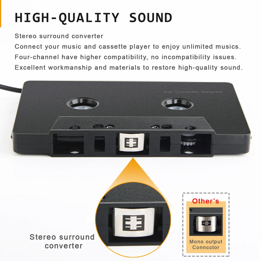Cassette Player Converter Aux Adapter Car Tape Audio Cassette Mp3 Player Converter 3.5mm Jack Plug For iPod iPhone MP3 Phone AUX Cable CD Player