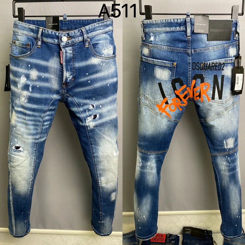 

Мужские зауженные джинсовые брюки A511 типа 2023D2 с вторичной перекрестной печатью букв, модная этикетка