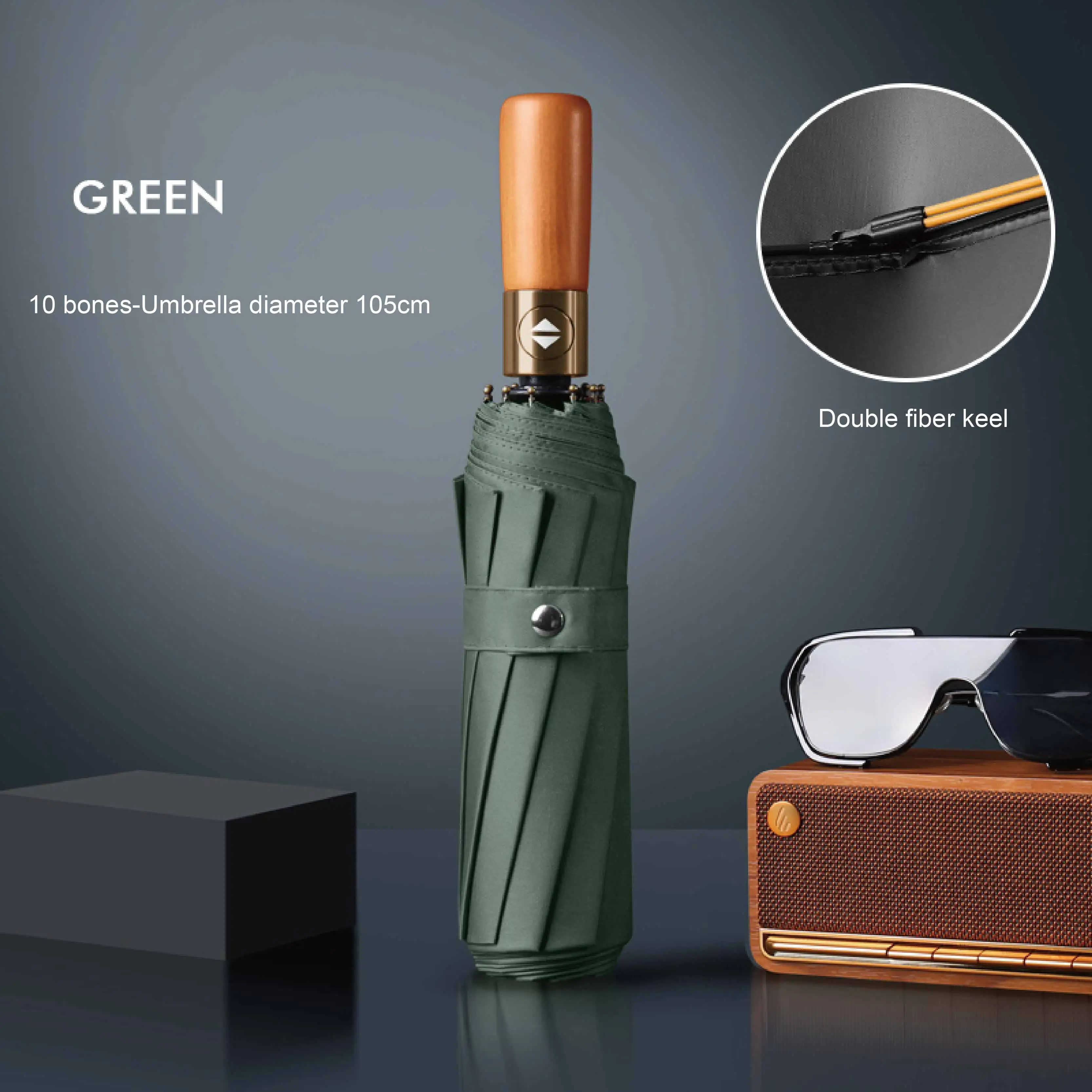 Folding Umbrella 24 bone retro solid wood handle fully automatic sun protection and ultraviolet for men and women folding umbrella mini sun umbrella automatic sun umbrella