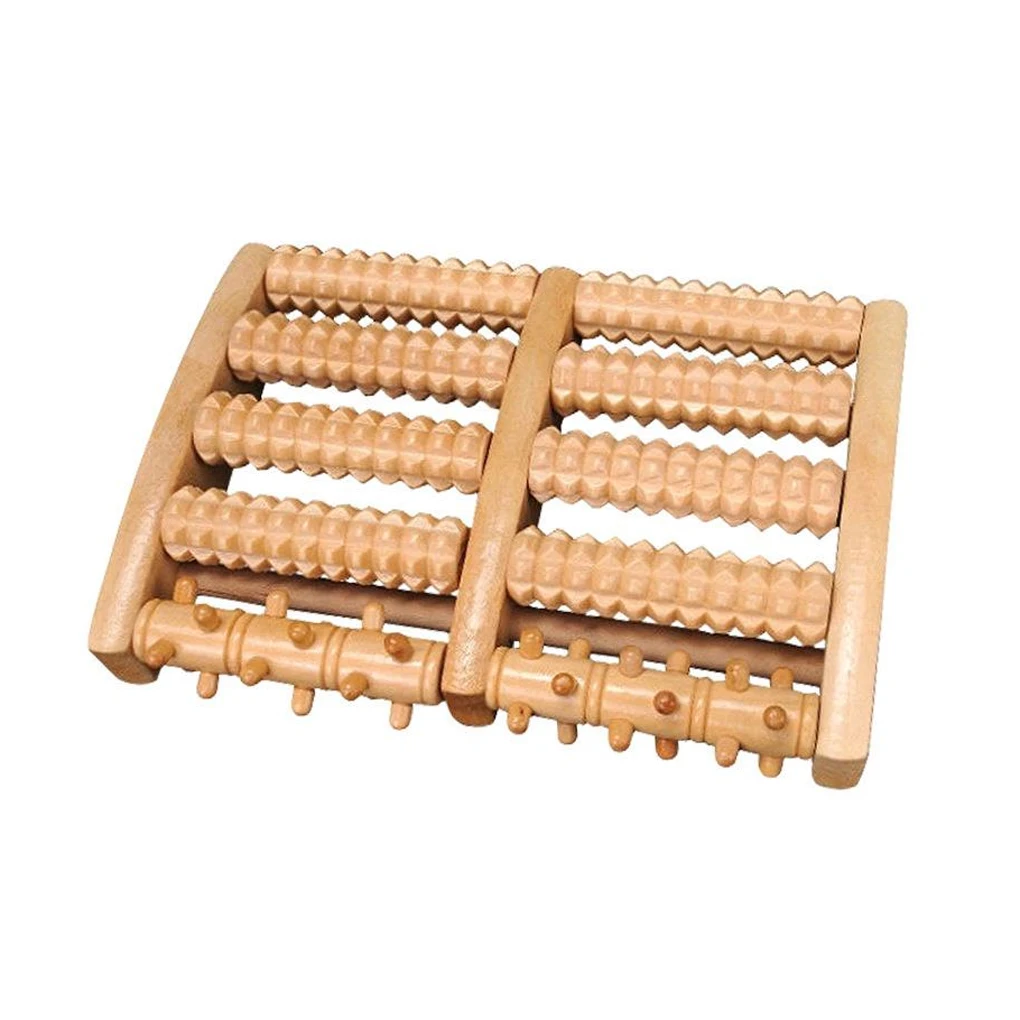5 Rows Wood Foot Massager Home Elderly Stress Relief Feet Massage