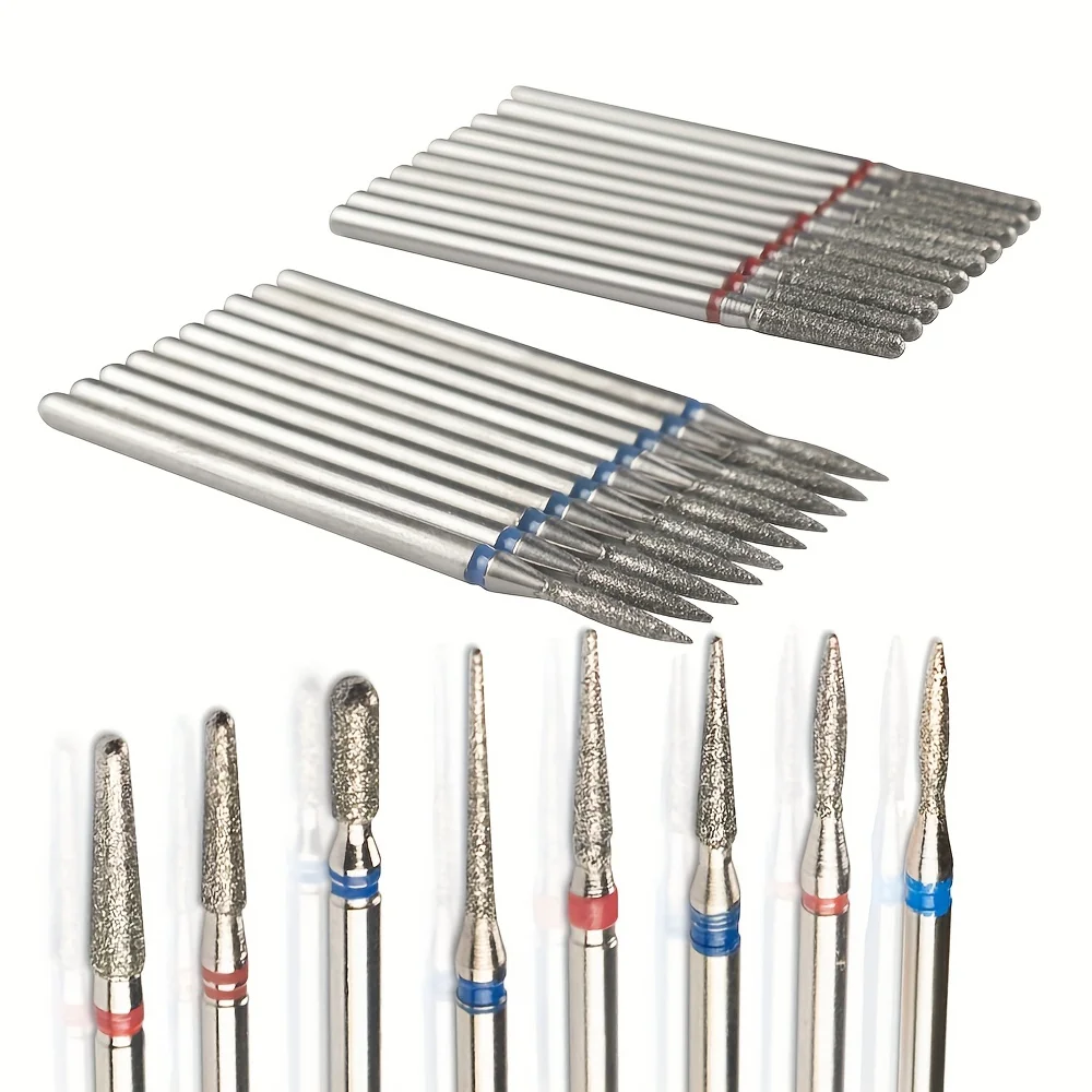 10Pcs Diamond Milling Cutter For Manicure Electric Nail Drill Bits Accessory Pedicure Machine Nail File Gel Remover Tool nail drill bit electric nail drill bit manicure drill bit