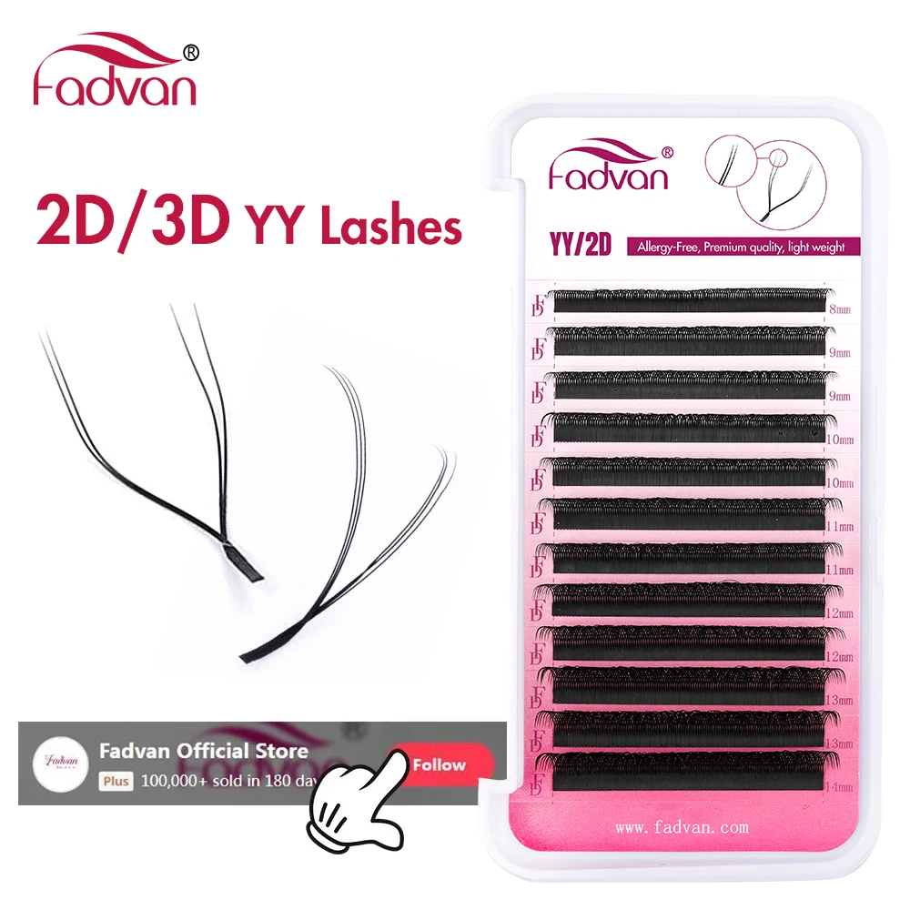 Fadvan 3D YY Shaped Lashes Extension 3 Split Tips Eyelash Soft BASF Lash C/D/DD Curl Hand-Made High Quality Premade Fan Eyelashe