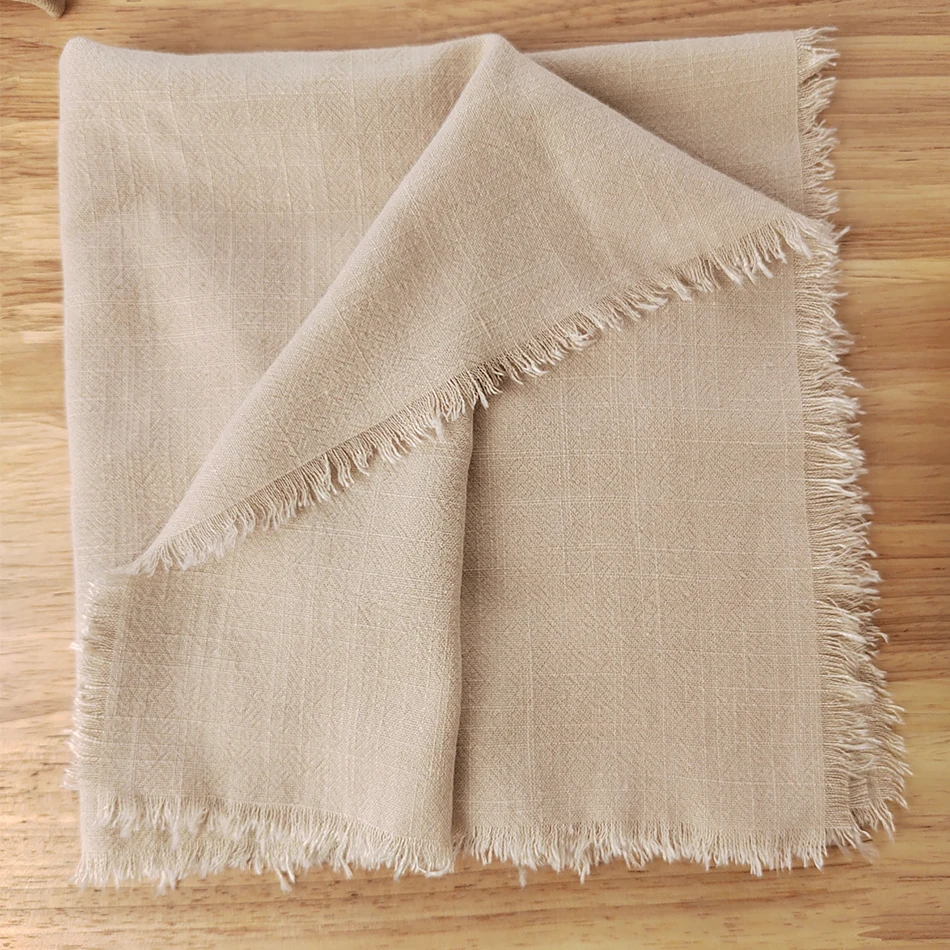 2PCS Cotton Linen Napkins Tea Towel Tassel Delicate for Dinners Parties Wedding Decoration Christmas Serviette De Table