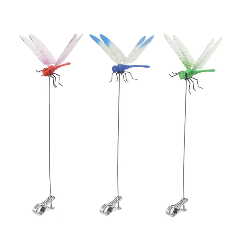 Dragonfly decoration Fake Dragonflies Clip for Outdoors 3D Dragonflies Deer and Horse Fly Natural Organic Concept 3 Pcs 6 Pcs 9 Pcs