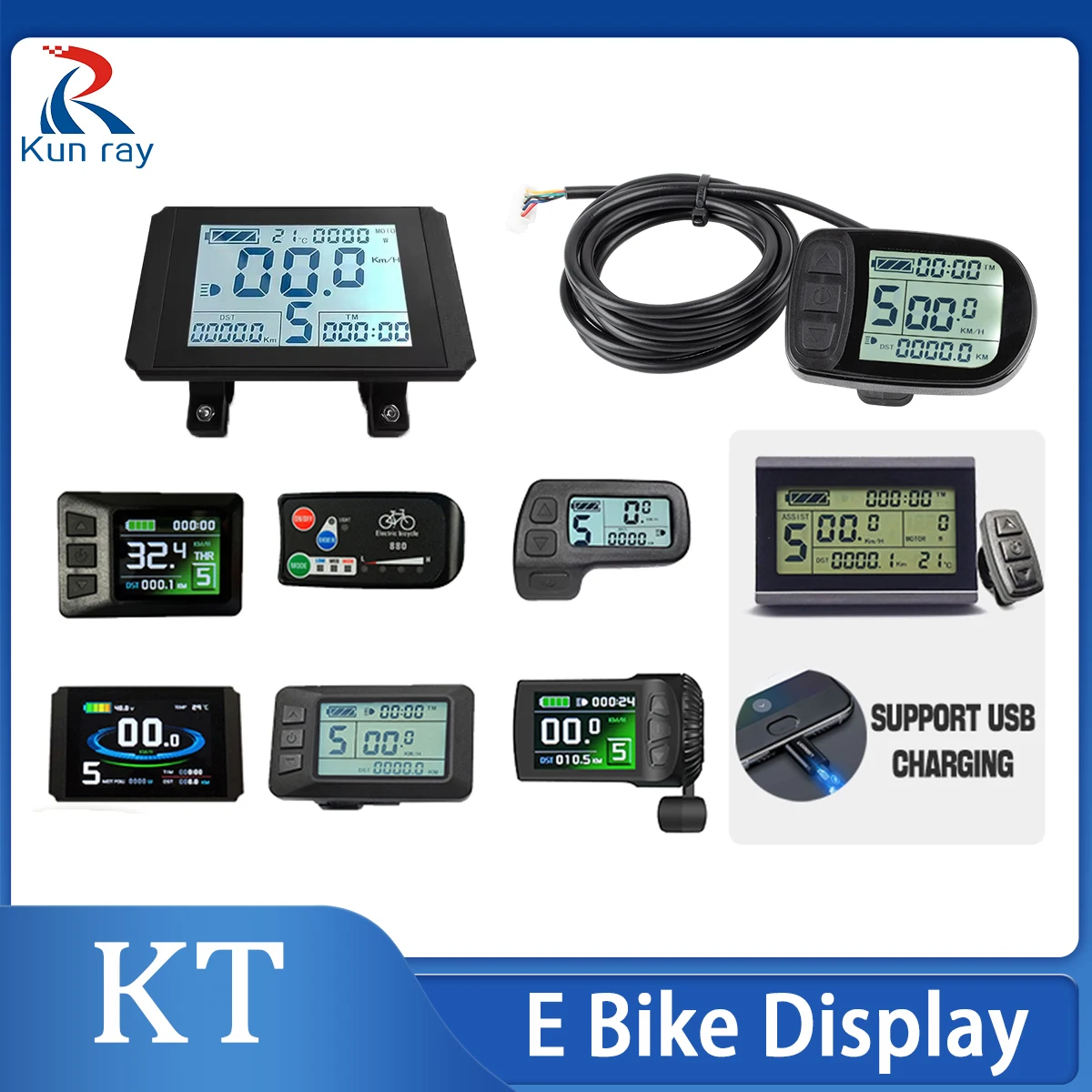 KT Ebike LCD 디스플레이 쿤텡 24V 36V 48V Lcd3 lcd8h led ..