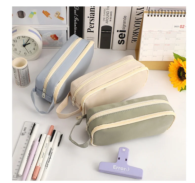 JIANWU 1 Pc Cream Large Capacity Pencil Case Portable Kawaii Canvas Storage  Bag Creative Stationary School Student Supplies - JianWu Official Store