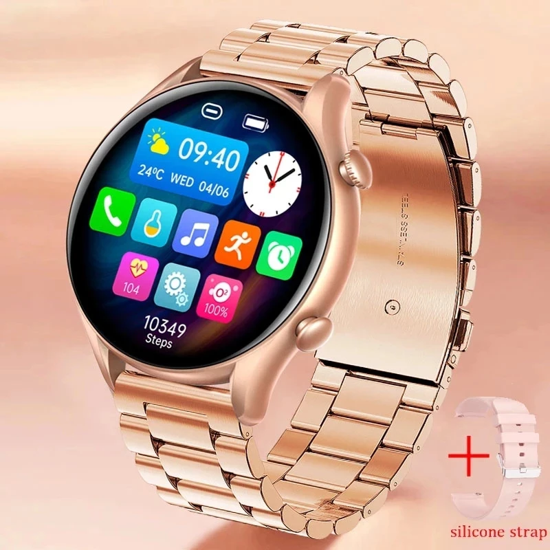 New 360*360 HD Smart watch Ladies Bluetooth Calls SmartWatch For Women Sport Fitness Bracelet Custom Watch Face Sleep Heart Rate
