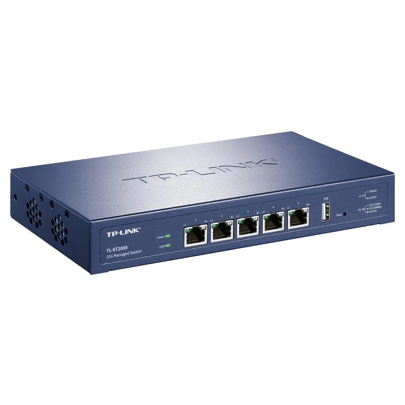 TP-Link TL-ST2005 비관리형 이더넷 데스크탑 스위치, 플러그 앤 플레이, 견고한 금속, 속도 자동 협의, 5 포트, 10G/Multi-Gig