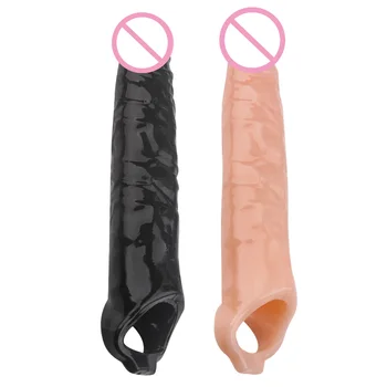 Reusable Penis Sleeve Big Penis Extender Condom Cock Extension Dick Enlargemen Sex Toys For Men Enlargement Time Delay 2