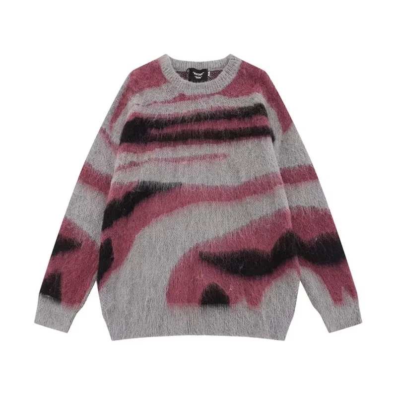 ZAZOMDE Herbst Männer Gestreiften Übergroßen Gestrickte Jumper Pullover Hip Hop Streetwear Harajuku Mode Paar Pullover Stricken Kleidung_voghion.com