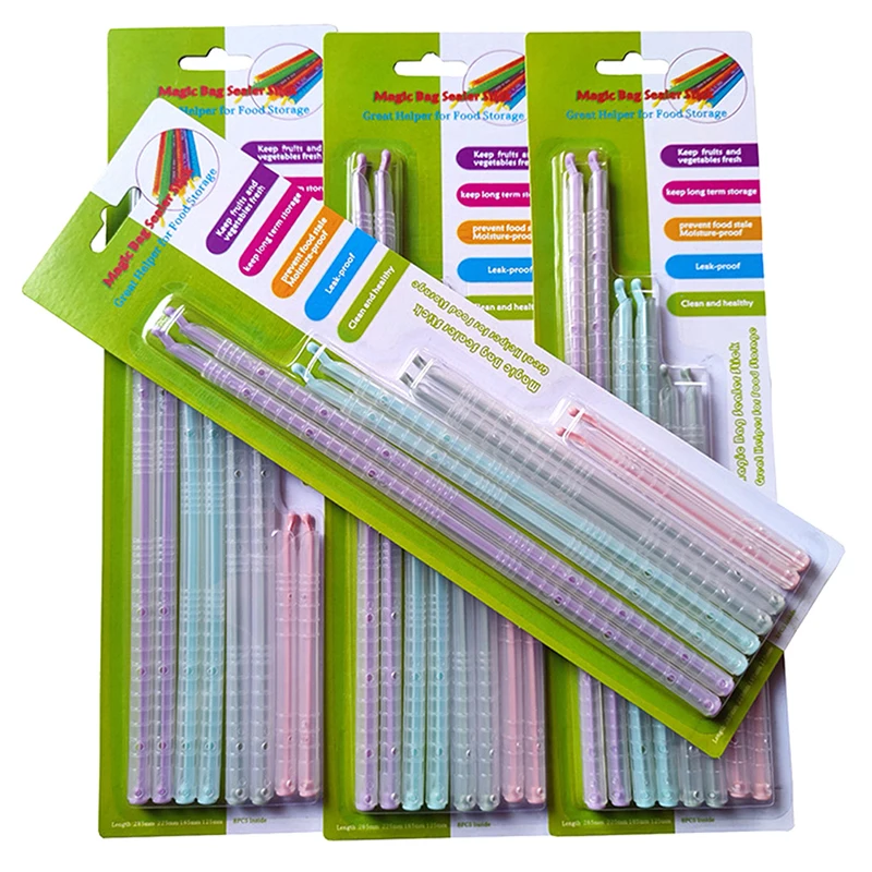 8pcs Plastic Bag Clips Food Sealed Sticks Kitchen Food Snack Grip Organizer Bag Seal Clip Rod Moisture-Proof Storage Clamp 2