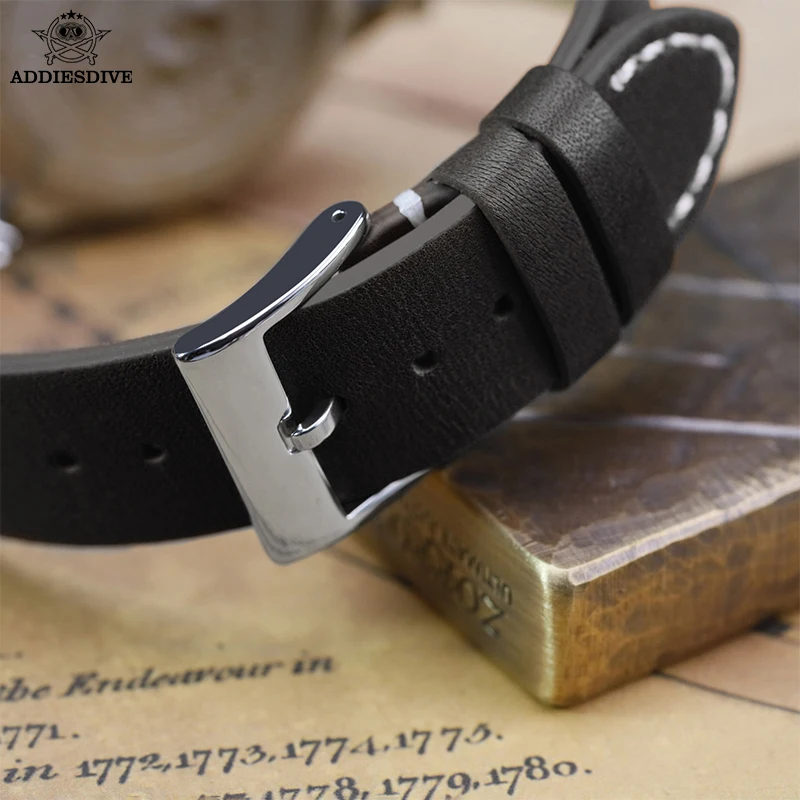 حزام ساعة جلدي للرجال من Addiesdive مقاس 20 ملم با...