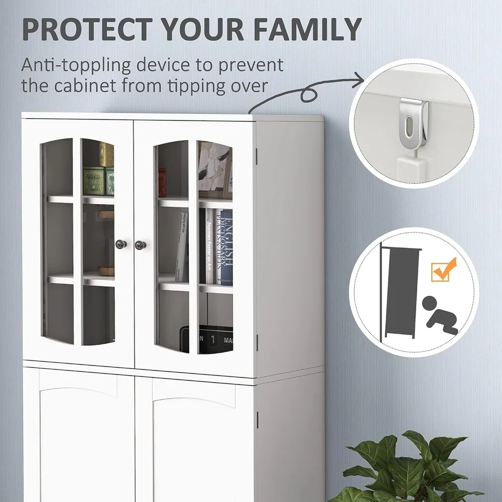64" Tall Kitchen Pantry Storage Cabinet, Pantry Cabinet with Doors and Shelves, Modern Food Pantry Cabinet Cupboard, Storage Cab 6