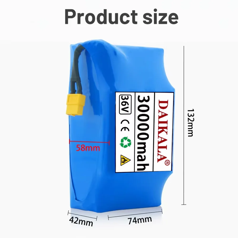 Rechargeable Battery 36V 10S2P 30Ah Rechargeable Lithium Battery pack 550W True for Electric Self-balancing Scooter HoverBoard Unicycle with BMS