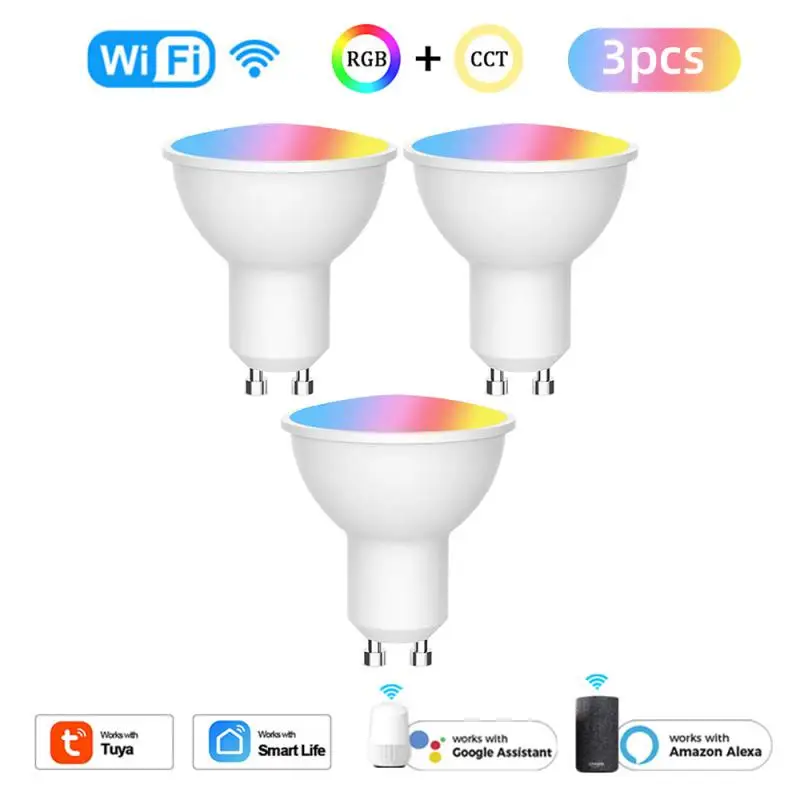 Tuya Wifi Smart Gu10 Lampadina Faretto Rgb + Cct 100-240V 4W Dimmerabile Lampadina A Led Controllo Vocale Tramite Alexa Google Home Alice