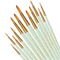 12 pcs Professional Paint Brush Round Pointed Tip Nylon Hair Artist Acrylic Brush for Acrylic Watercolor Oil Painting Body Paint 1