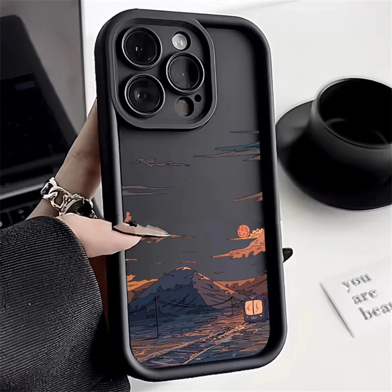 thumbnail image 1 of Funda de teléfono para iPhone 16 15 14 13 12 11 Pro Max XS XR X 12 7 8 Plus Funda Paisaje Montaña Nube Silicona Funda a prueba de golpes, 1 of 5