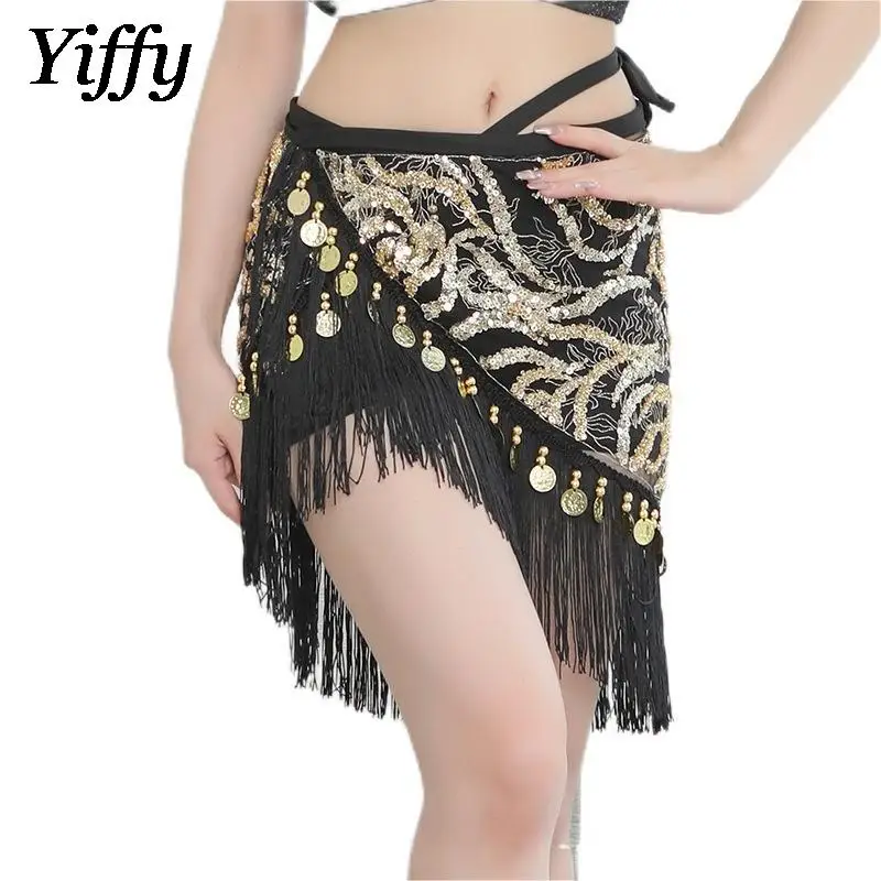 

Belly Dance Sequin Tassel Wrap Hip Waist Chain Indian Dance Performance Practice Waist Decoration Sexy Hip Scarf Adjustable Belt