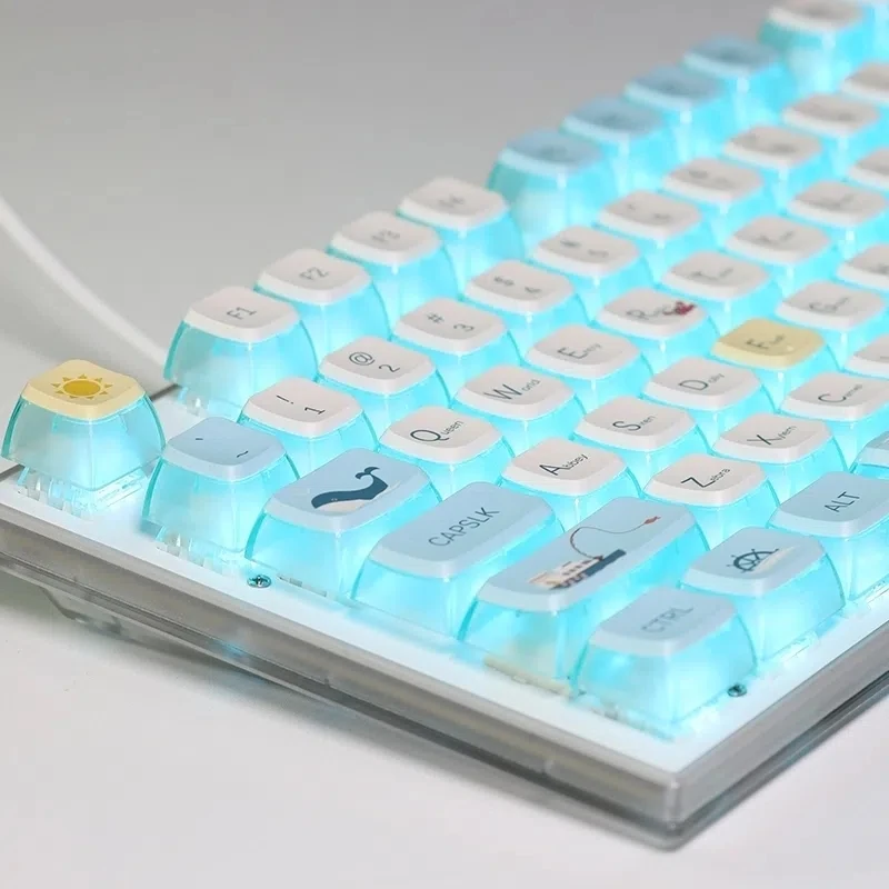 azuis brancos da baleia, Sublimação dupla PBT, 118 Keycaps ASA chave