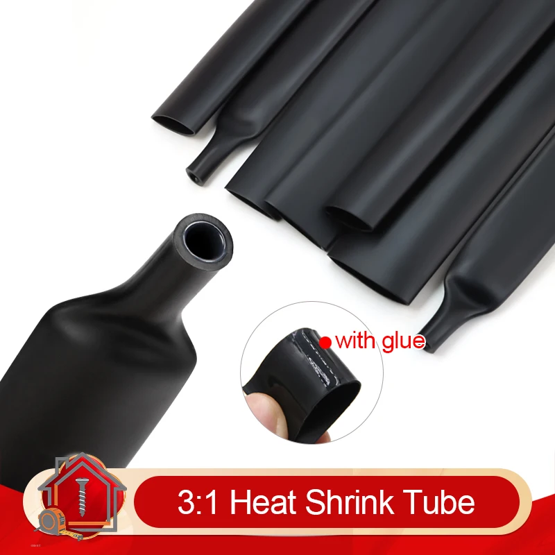 Waterproof Black Dual Wall Adhesive Heat Shrink Tubing for Electrical Insulation