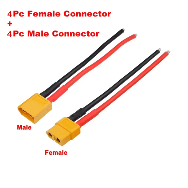 4pcs XT60 배터리 남성 여성 커넥터 플러그 10cm 14AWG RC 비행기 용 실리콘 와이어 케이블 Lipo 배터리 ESC FPV 드론 확장