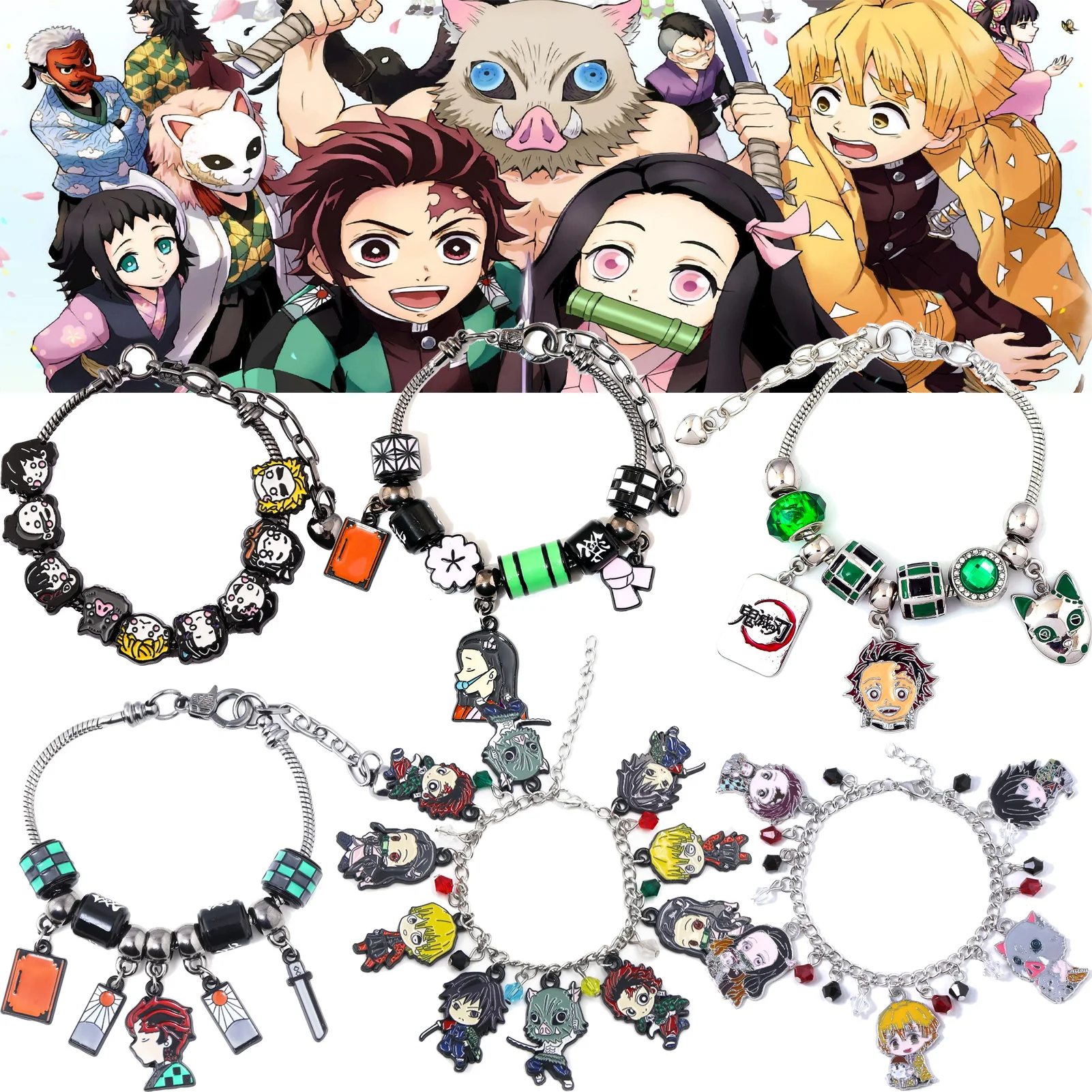 Japanese Anime Accessories Anime Cartoon Charm Bracelet For Women - Cute Character Jewelry With Multiple Pendants Anime Bracelet