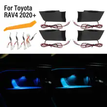 רכב LED דלת קערת משענת אווירה אור פנים אורות קישוט דלת קערת ידית מסגרת אור עבור טויוטה RAV4 2019 2020