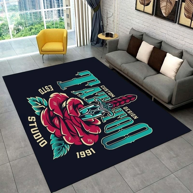 Tattoo Studio Carpet for Living Room Mystic Witchcraft Gossip Floor Mat Anti-slip Bedroom Bedside Sofa Table Area Rug Home Decor 3
