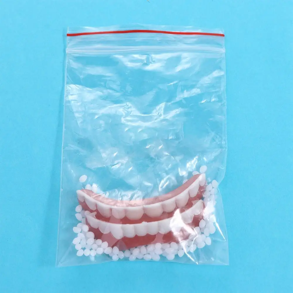 Falsche Zähne Silikon obere untere Furniere Zähne Zahnspangen Zahnersatz Paste Zahnersatz temporäre gefälschte Zahn gefälschte Zahn aufhellung Werkzeug