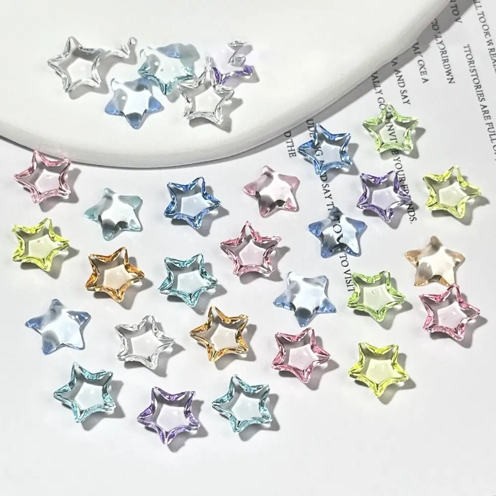

50 Pcs Colored Mocha Star Nail Decorations Resin Shiny Stars Nails Accessories Water Wave Flat Back 3D Mini Nail Rhinestones