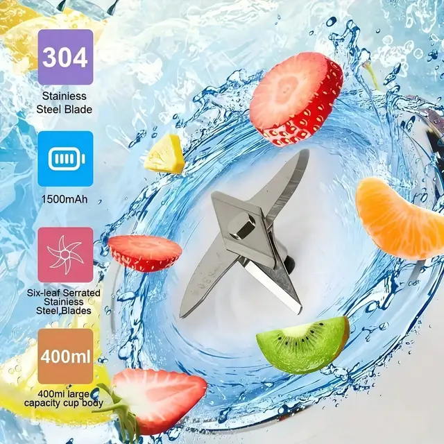 Juicer Cup + Portable Outdoor Cup, Dual Cups, Detachable, Easy To Clean, For Making Fine Juice, Fruit Blender, Beverage Maker, Suitable For Home, Outdoor Travel, Office, USB Charging, Portable Blender, Juice Mixer - Perfect Gift For